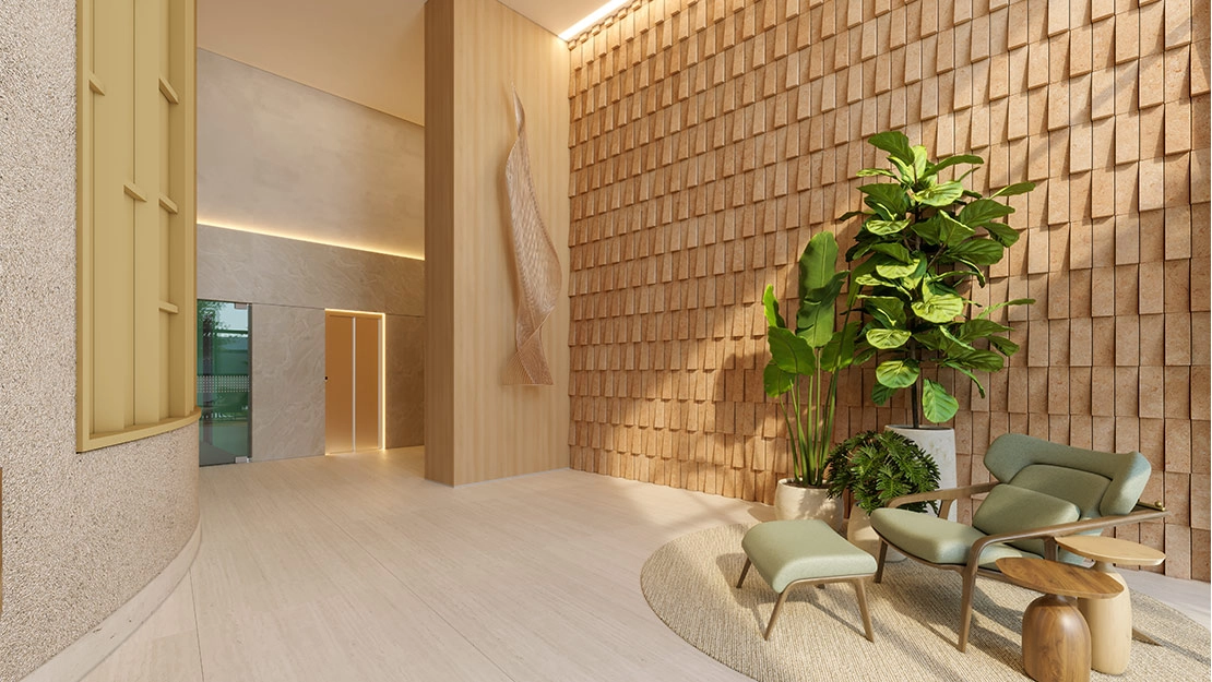 Planta, Perspectiva e Foto real do empreendimento 