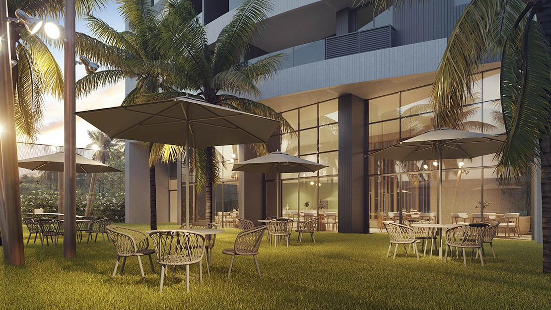 Planta, Perspectiva e Foto real do empreendimento 
