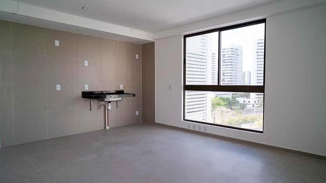 Planta, Perspectiva e Foto real do empreendimento 