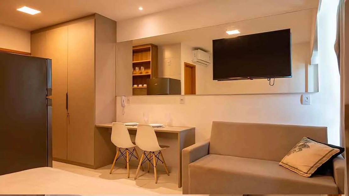 Planta, Perspectiva e Foto real do empreendimento 