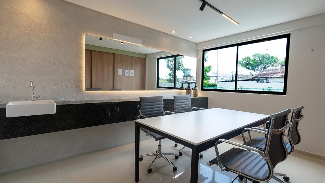 Planta, Perspectiva e Foto real do empreendimento 