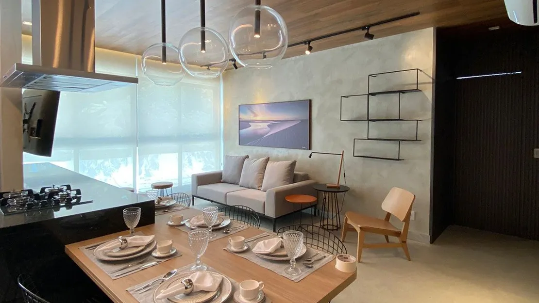 Planta, Perspectiva e Foto real do empreendimento 